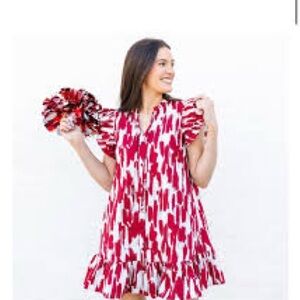 Red and White Patterned Mini Dress
